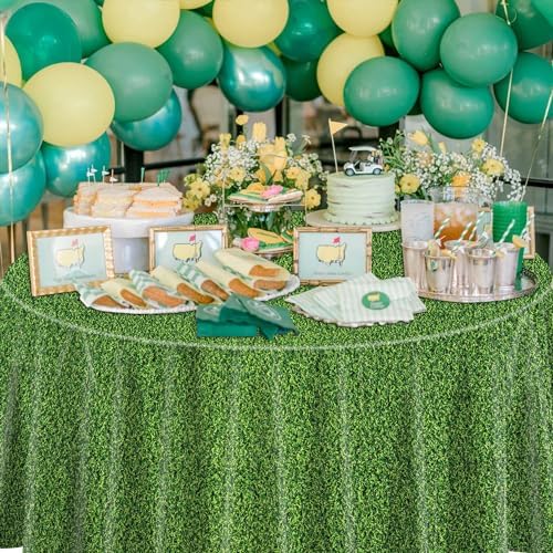 9 Pcs Green Grass Tablecovers Soccer Party Decorations 84x84 Inch