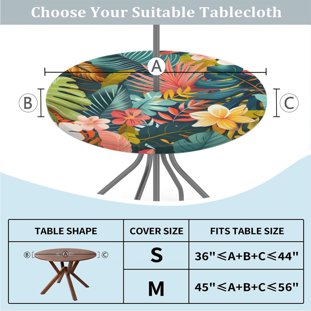Waterproof Round Tablecloth with Umbrella Hole for Outdoor Use