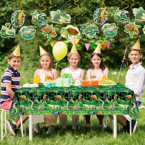 3 Pcs Reptile Swamp Tablecloth for Birthday Party Decor