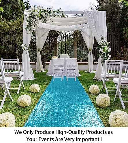 ShiDianYi Aisle Runner - Turquoise Sequin 2FTx15FT Bride Walkway for Wedding Graduation Ceremony