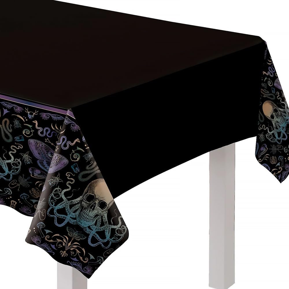 Amscan Dark Academia Plastic Table Cover 54x102