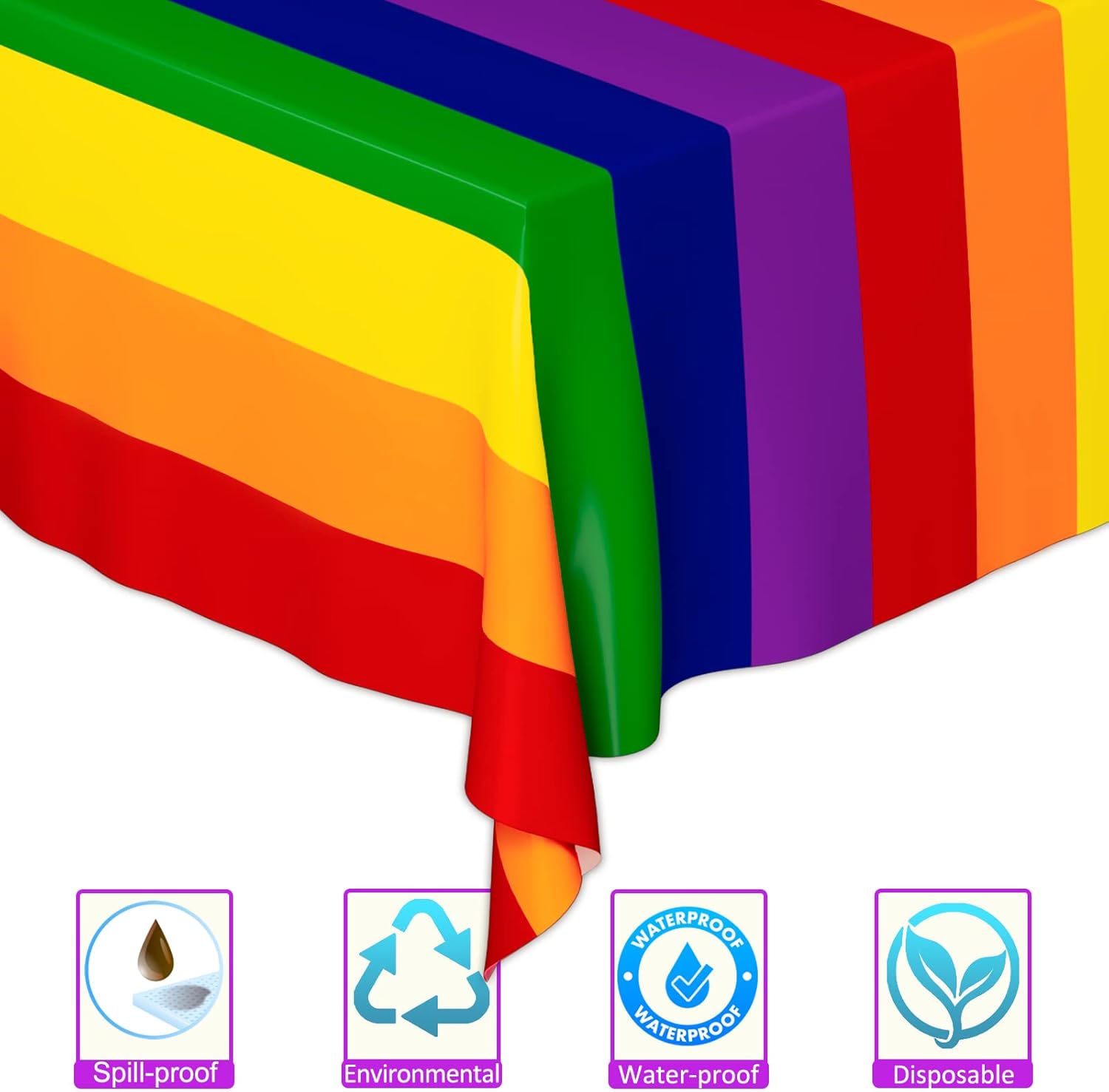 DYLIVeS Rainbow Tablecloth 54x108 Inch 2 Pcs
