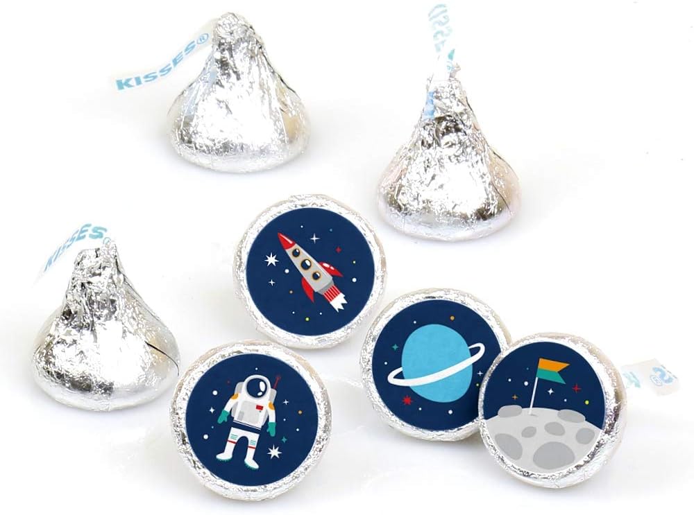Big Dot of Happiness Rocket Ship Candy Labels - 108 Stickers
