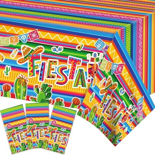 YVAINE 3 Piece Mexican Fiesta Tablecloths 51x86 Inch