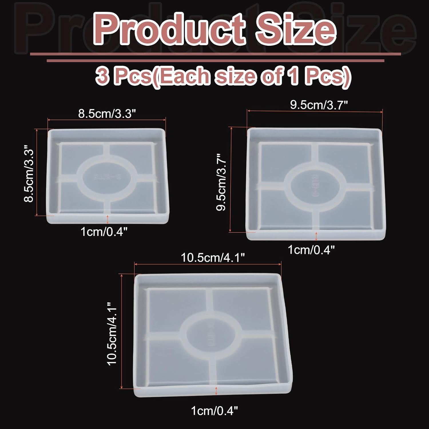 Uxcell 3 Pcs Square Coaster Silicone Resin Moulds