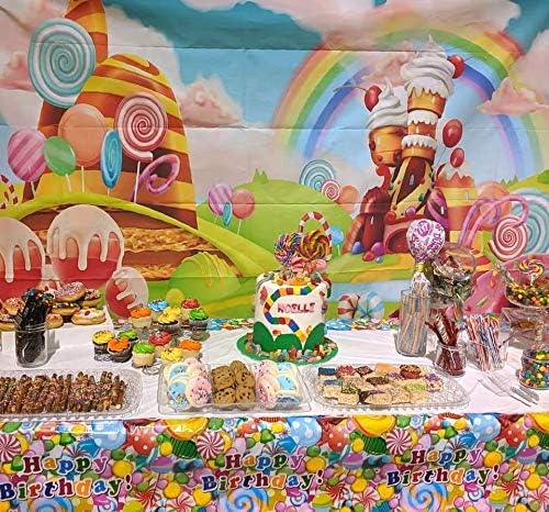 Sweet Candy Lollipop Tablecloth for Birthday Party Decorations