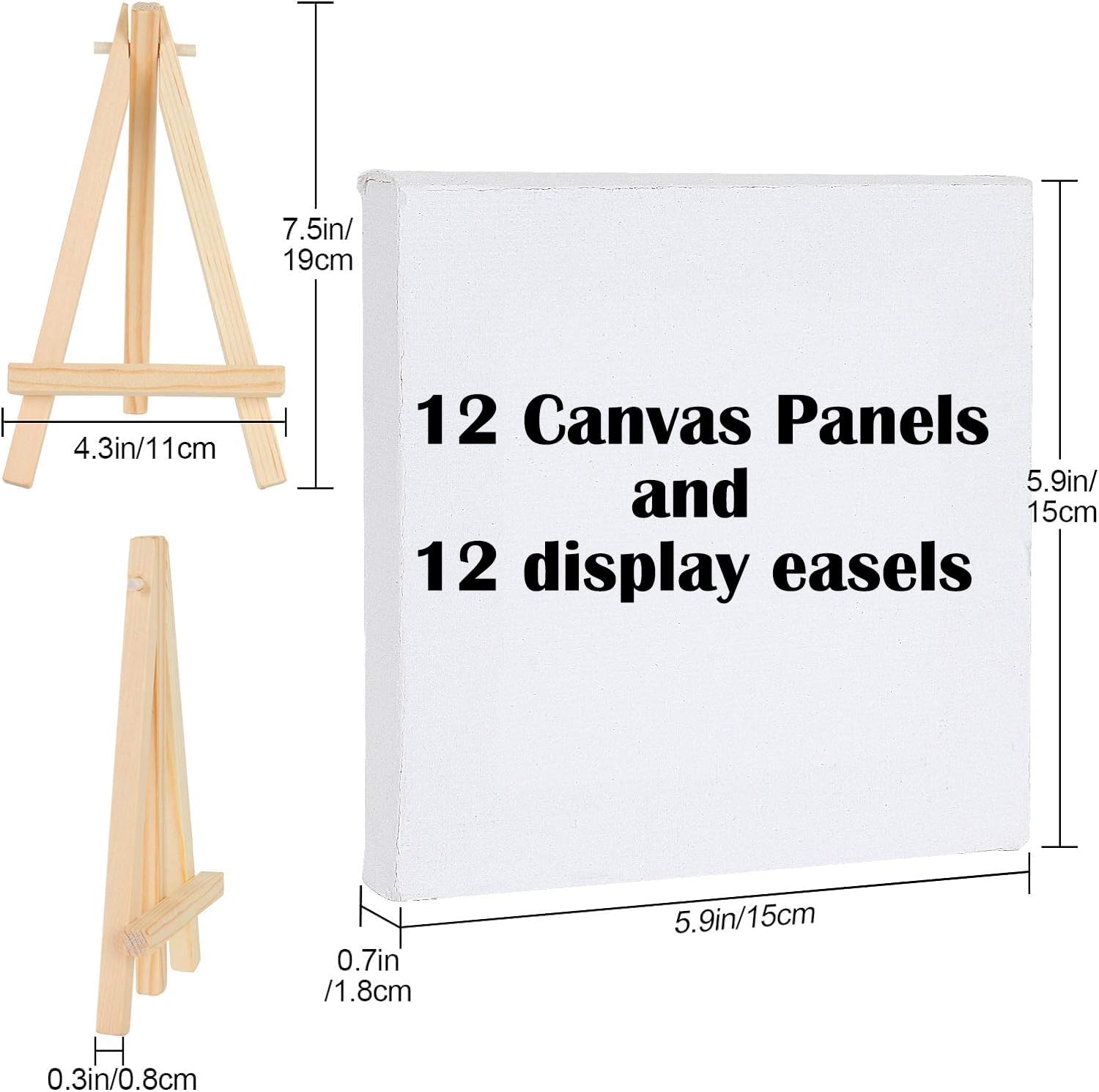 6x6 Inch Mini Canvas Panels Set with Easel Holders