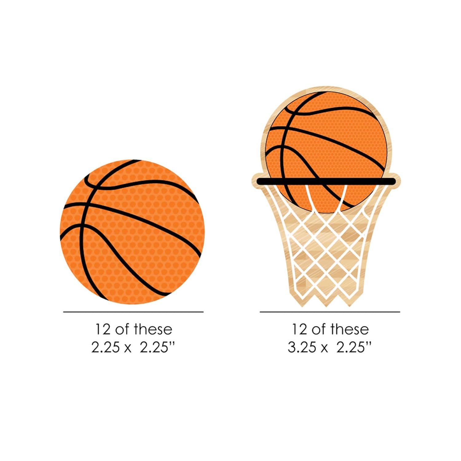 Big Dot of Happiness Nothin But Net Basketball Cut Outs - 24 Count
