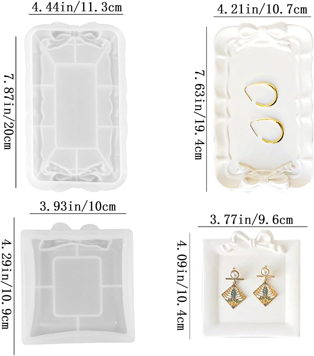 2 PCS Bow Resin Tray Molds for DIY Jewelry Display