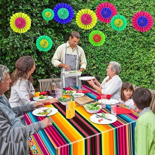 8 Pack Fiesta Tablecloth for Mexican Party Decorations