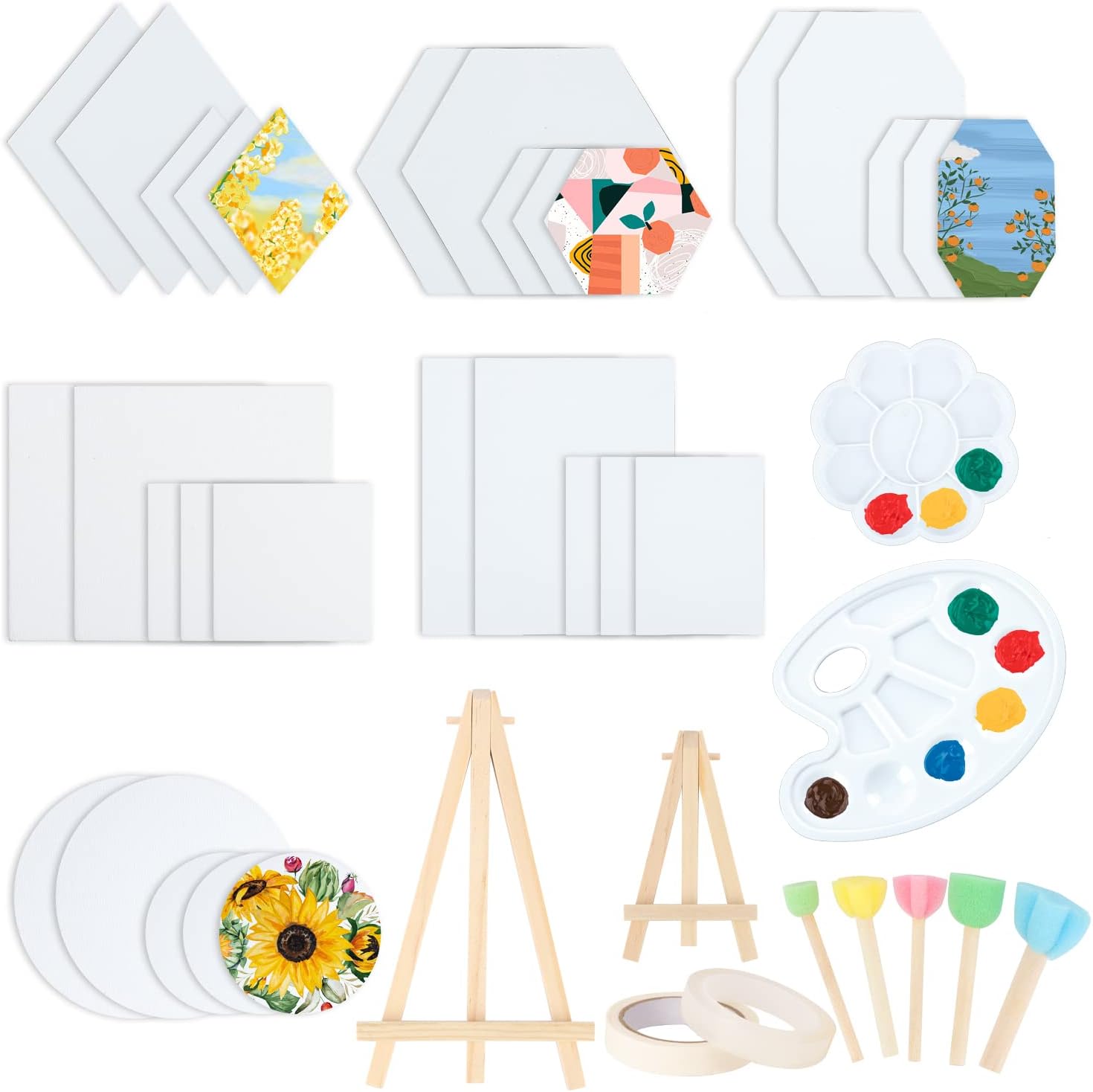 PHUNTTEK 30 Pack Canvas Panels for Painting Art Supplies Kit