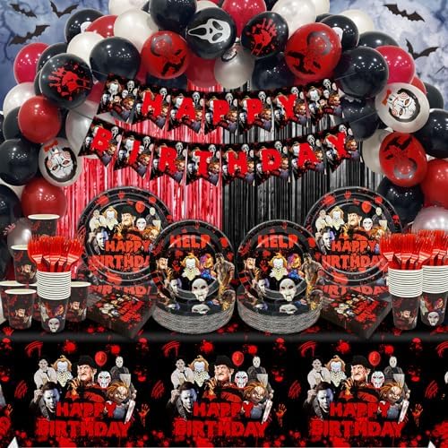 164 Pcs Horror Birthday Party Decorations Set
