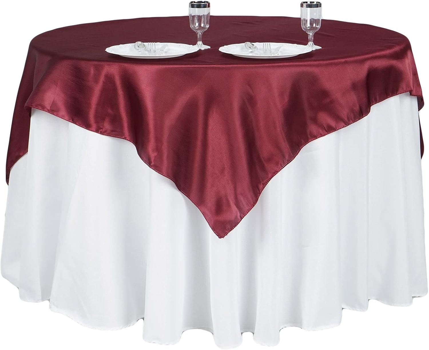 Balsa Circle 10pcs 90x90-Inch Burgundy Satin Table Overlays