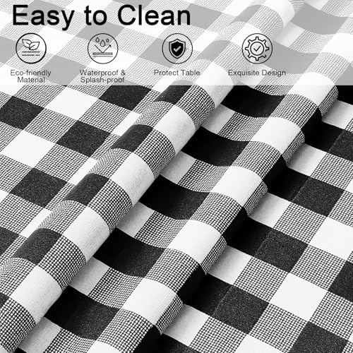 3 Pack Black and White Gingham Tablecloths 54x108 Inches Waterproof Disposable