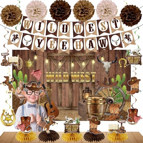 24PCS Western Cowboy Party Decorations Kit