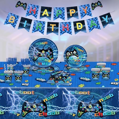 Video Game Birthday Decorations Set 134pcs Gamer Party Supplies