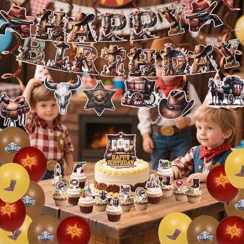 51 Pcs Western Cowboy Party Decorations Set