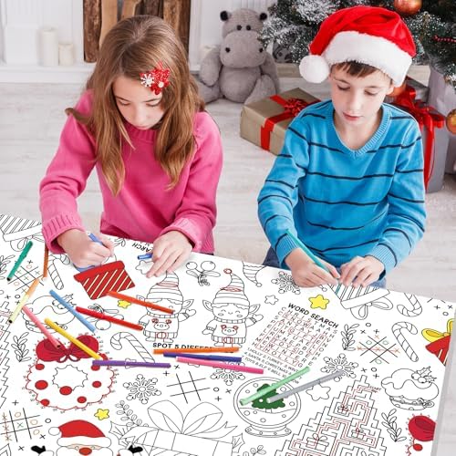 Gatherfun Christmas Coloring Tablecloth with Poster 54x88in