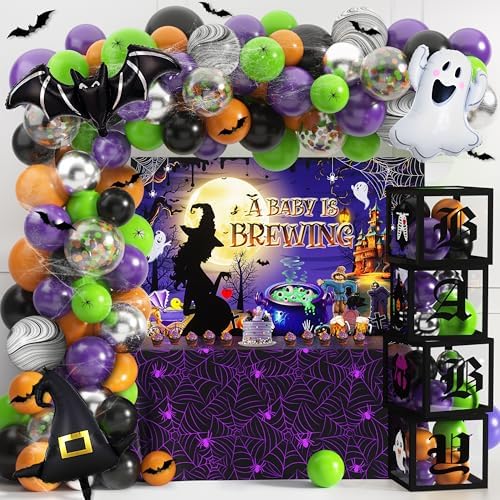 Halloween Baby Shower Decorations Kit with Arch and Balloons