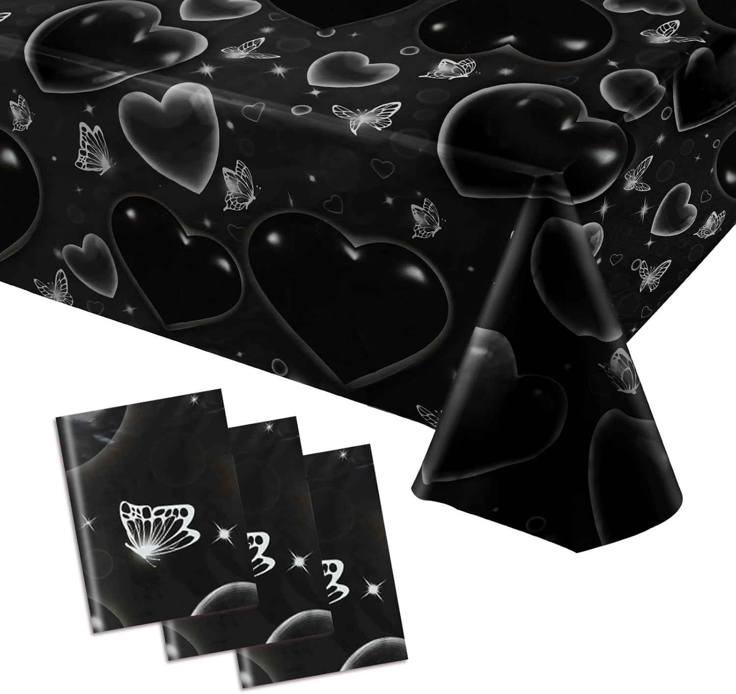 Black Heart 90s Tablecloths for Cholo Parties