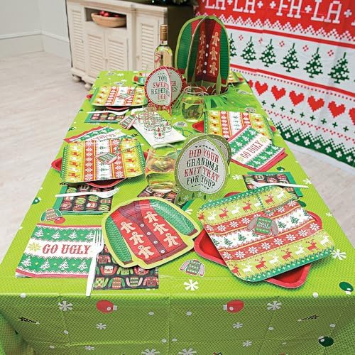 Ugly Sweater Plastic Table Cover - 1 Piece