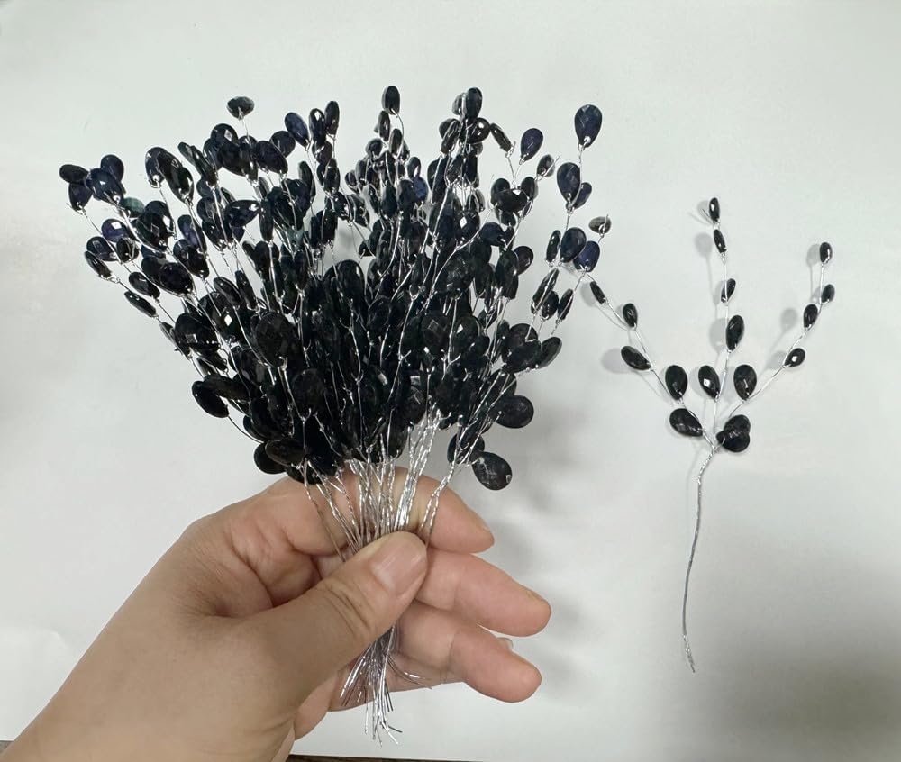 30pack Acrylic Drop Bead Floral Picks with Soft Stems