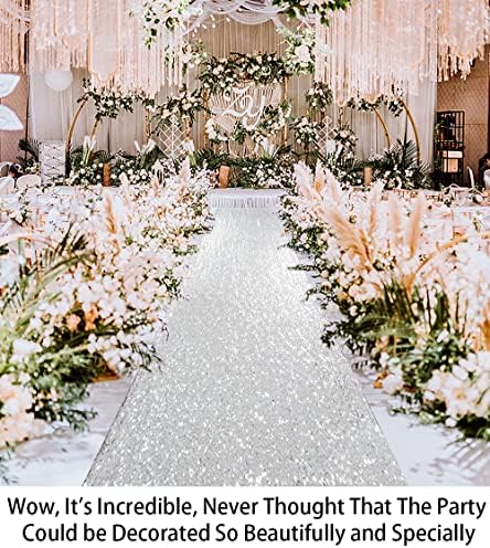 Partisout Sequin Aisle Runner 2FTx15FT Shimmering Silver