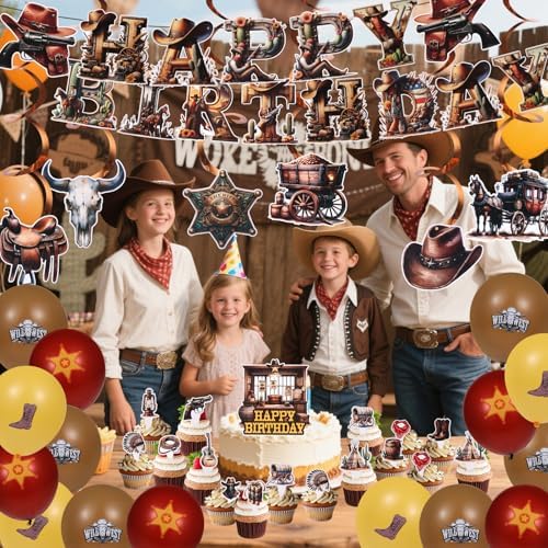 51 Pcs Western Cowboy Party Decorations Set