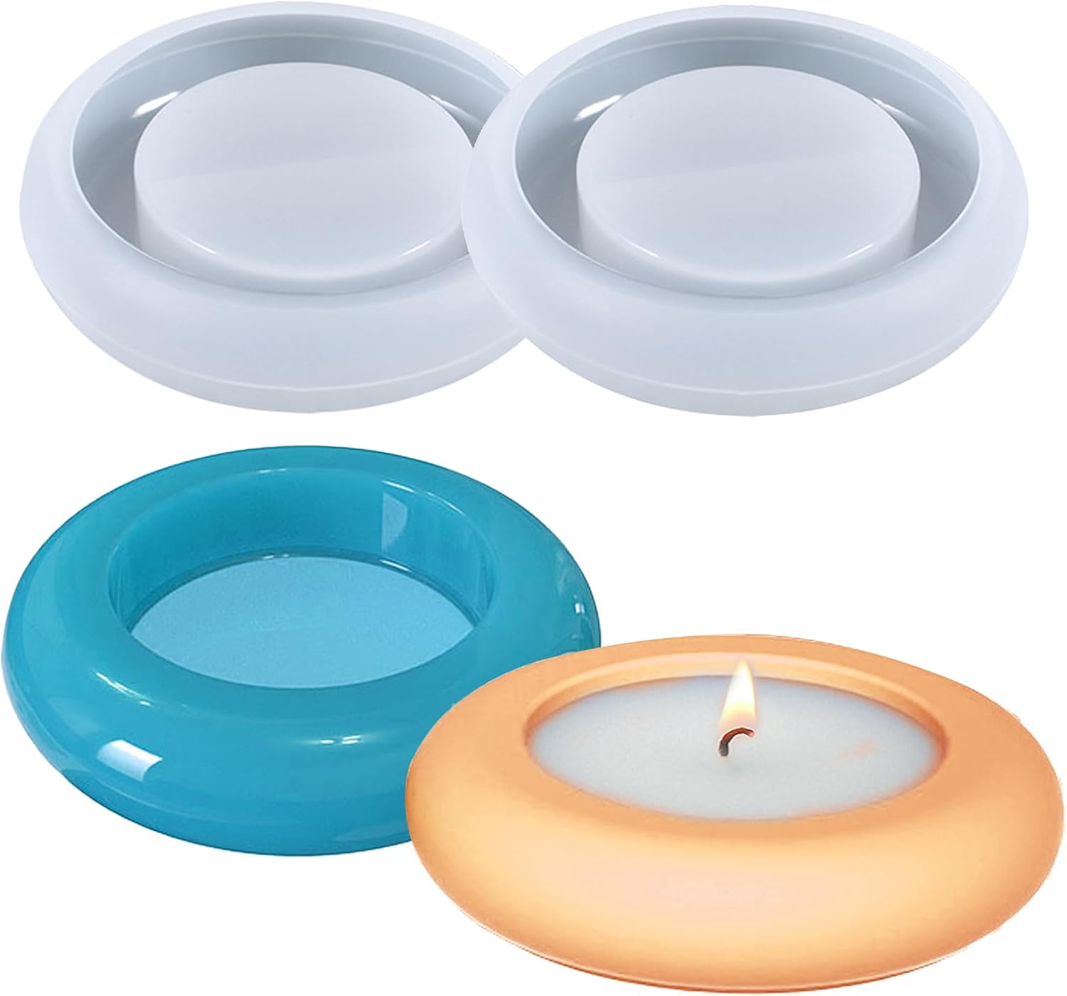 Wehous 2PCS Round Candle Holder Silicone Molds