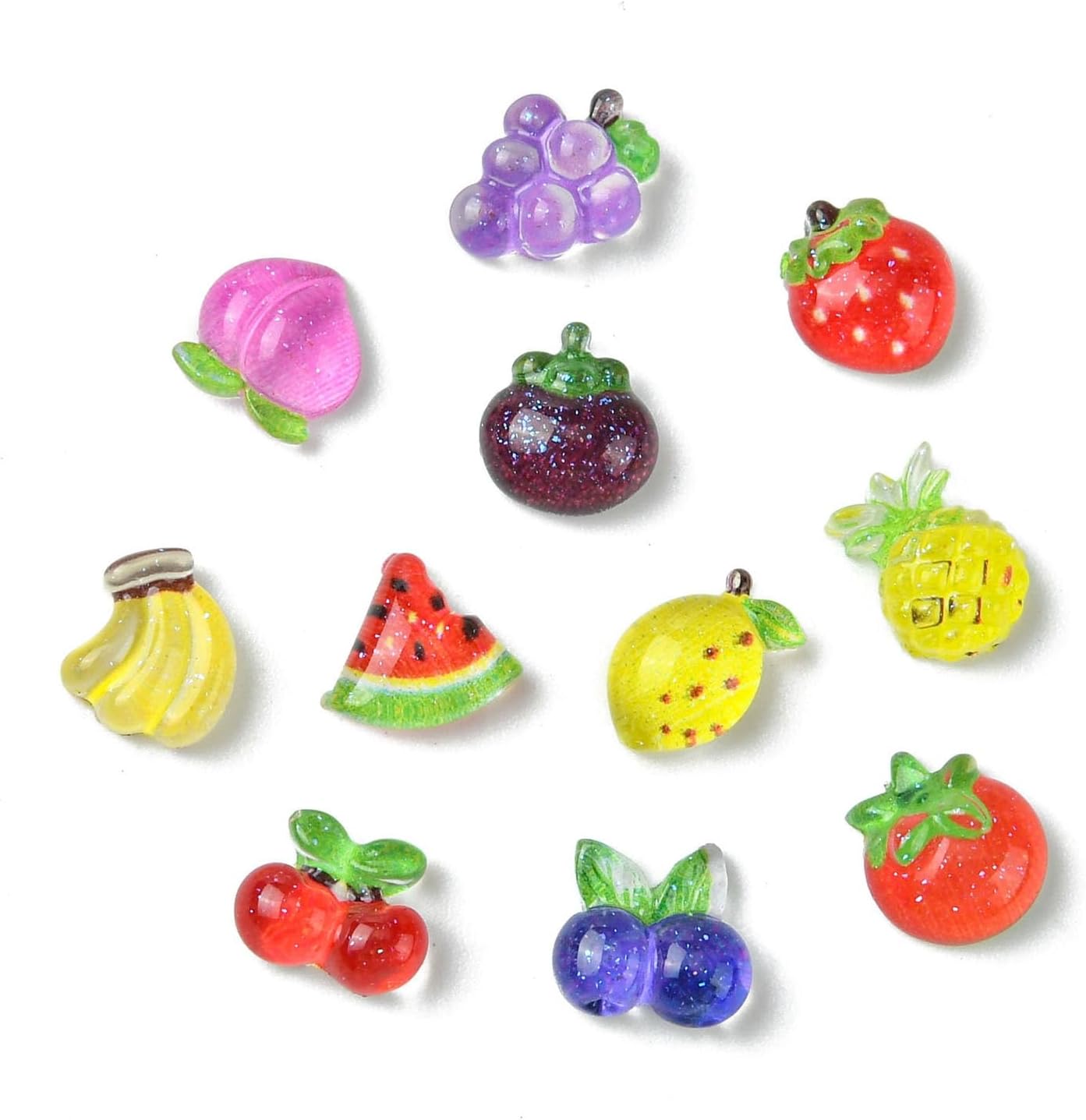 LiQunSweet 110 Pcs 11 Styles Fruit Resin Cabochons for DIY Jewelry
