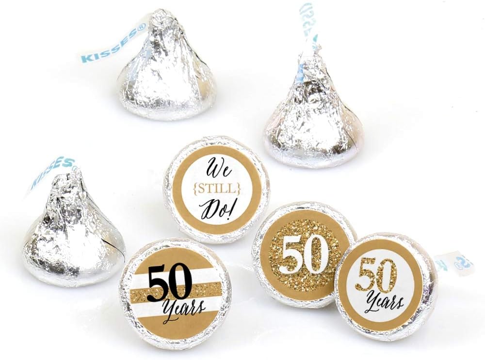 Big Dot of Happiness 50th Wedding Anniversary Round Candy Stickers