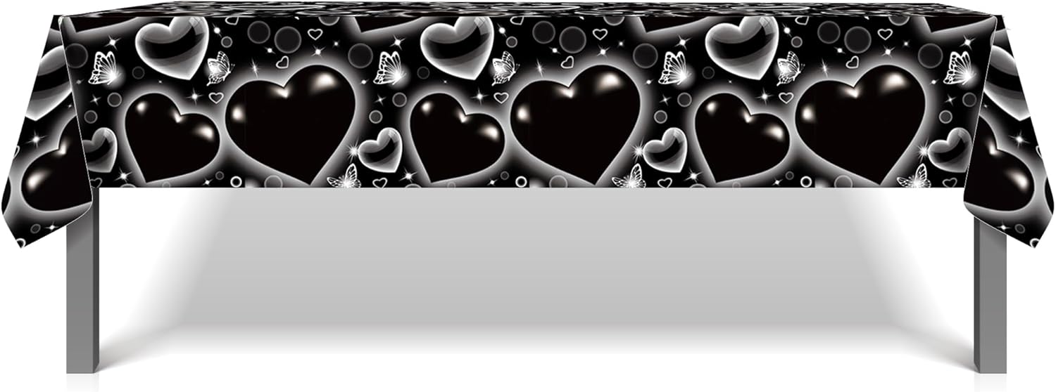 CC HOME Black Butterfly Heart Tablecloth 54x87 Inch