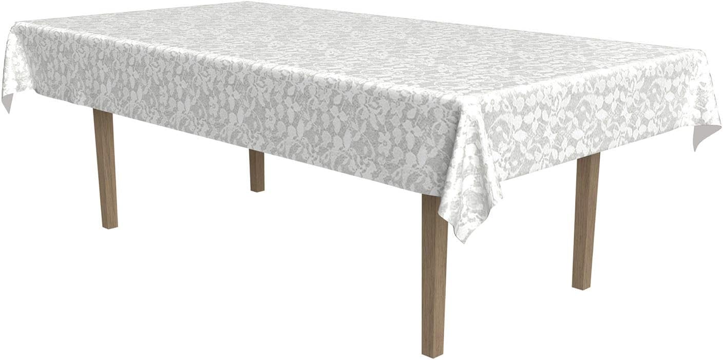 Beistle Masterpiece Plastic Lace Tablecover White 1 Count