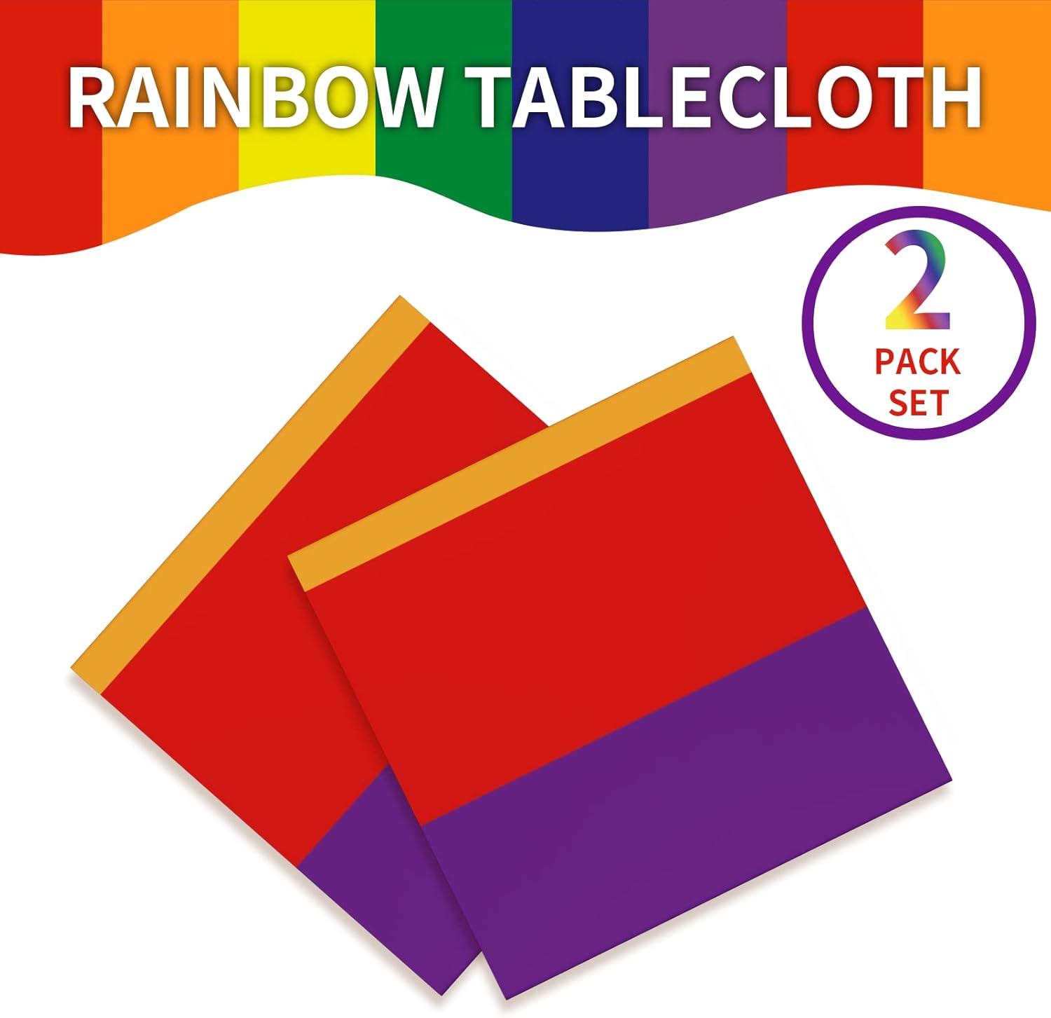 DYLIVeS Rainbow Tablecloth 54x108 Inch 2 Pcs