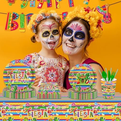 YVAINE 3 Piece Mexican Fiesta Tablecloths 51x86 Inch