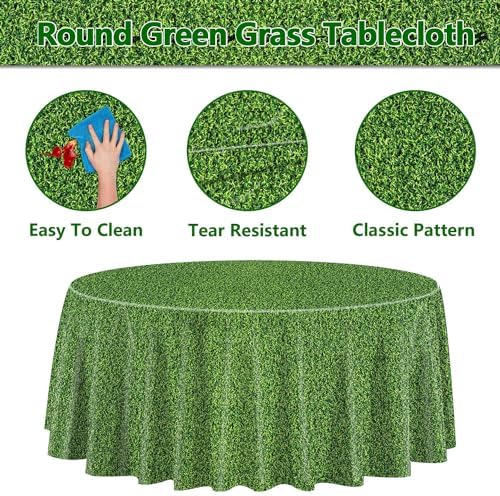9 Pcs Green Grass Tablecovers Soccer Party Decorations 84x84 Inch