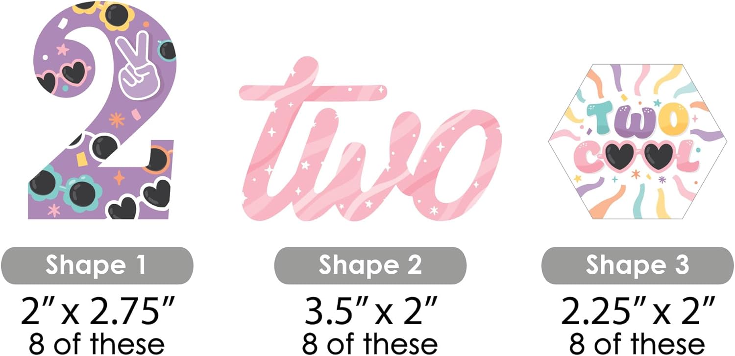 Big Dot of Happiness Two Cool Girl Birthday Cut Outs 24 Count