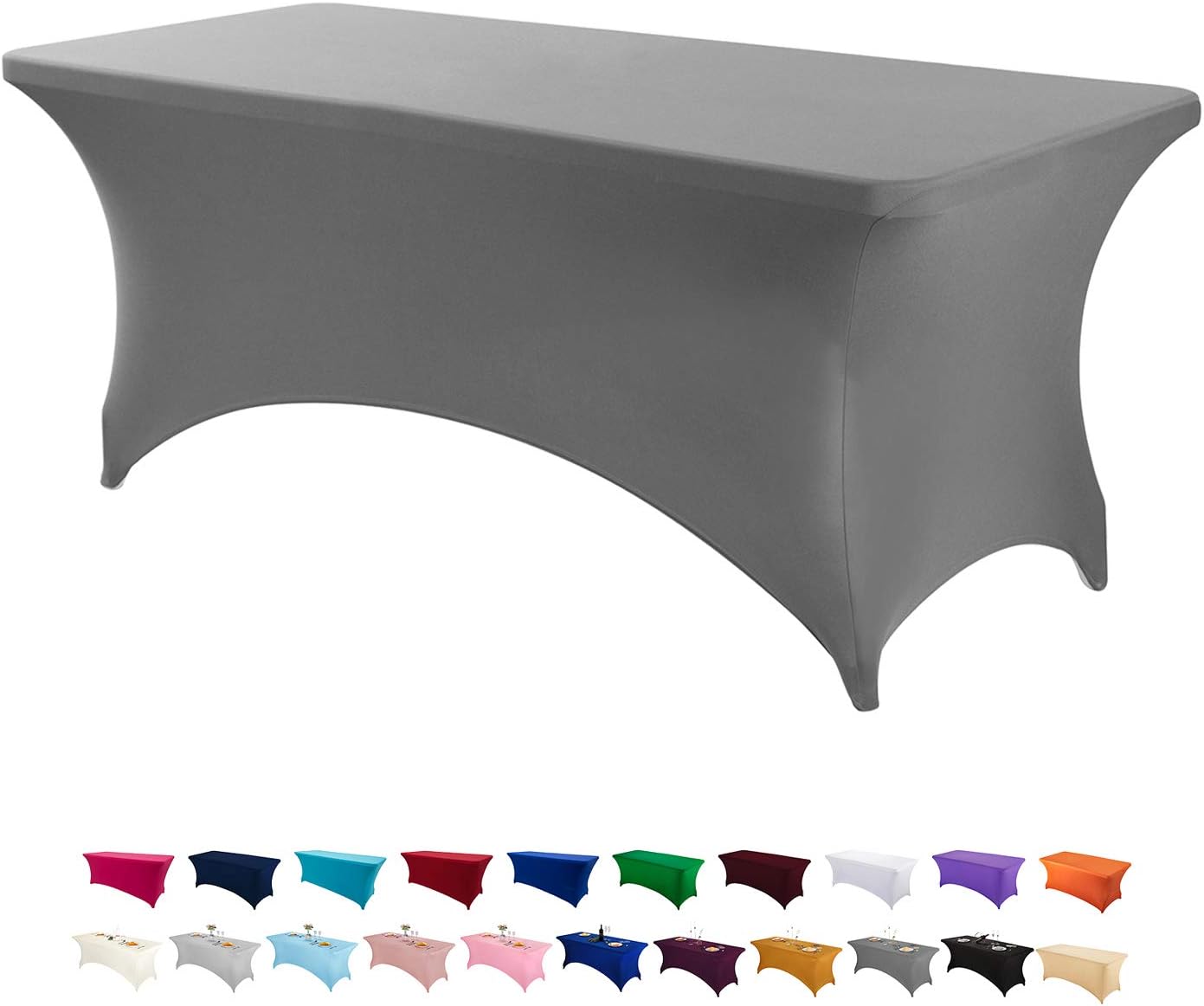Peomeise 8FT Gray Stretch Spandex Table Cover