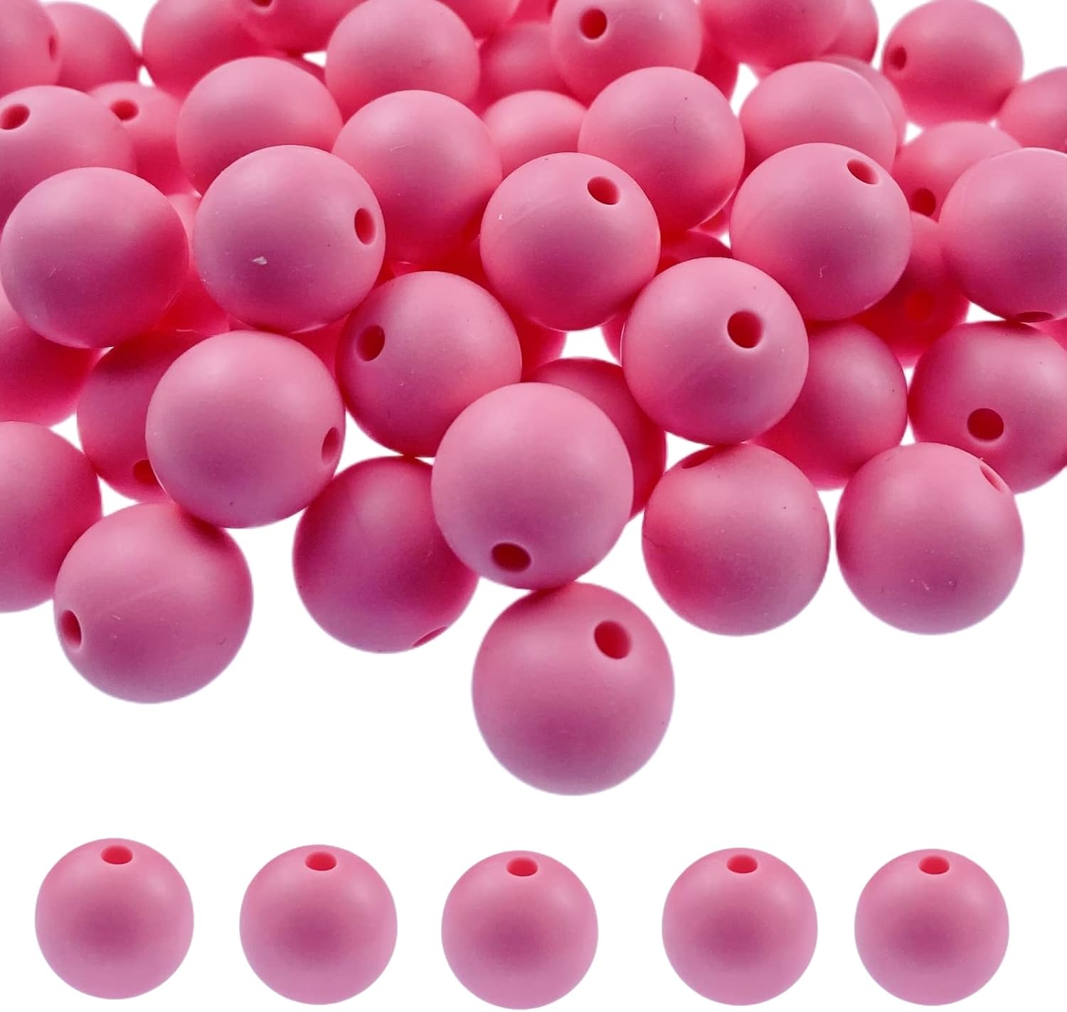 Pink Silicone Beads 100pcs 9mm Round for DIY Jewelry Making