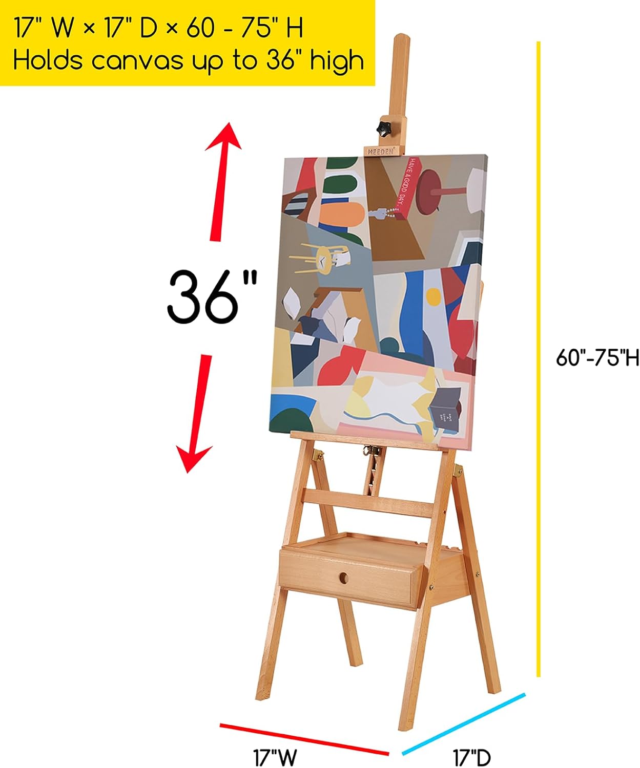MEEDEN Adjustable Easel with Storage Drawer for Artists