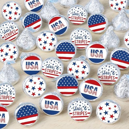 Big Dot of Happiness Stars Stripes Candy Stickers - 324 Count