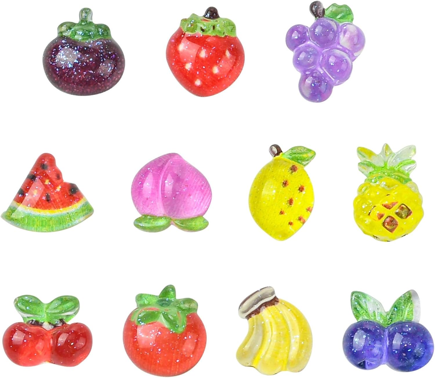 LiQunSweet 110 Pcs 11 Styles Fruit Resin Cabochons for DIY Jewelry
