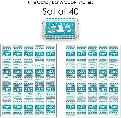 Big Dot of Happiness Arctic Polar Animals Mini Candy Wrappers 40 Count
