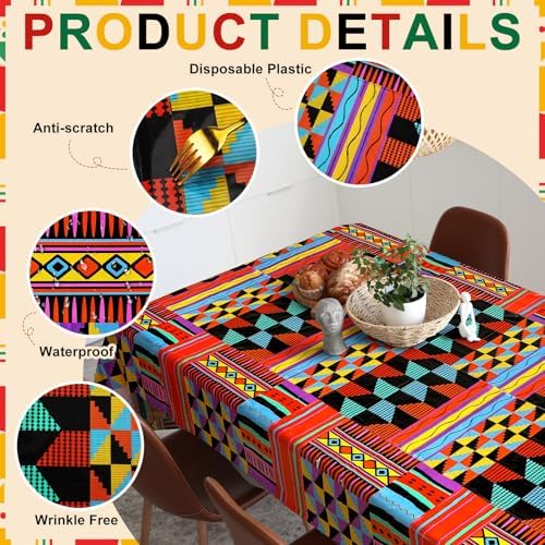 Oudain 3 Pack Juneteenth Tablecloths African Kente Print Decor