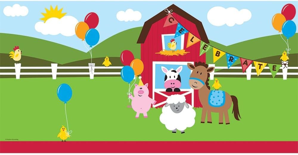 Farmhouse Fun Plastic Tablecover 54 x 108 Multicolor