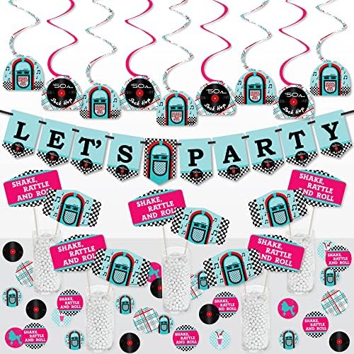 Big Dot of Happiness 50s Sock Hop Party Pack 51 Pieces