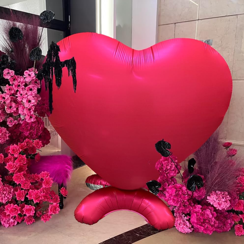 NiuN Large Heart Foil Balloon Set 2pcs 66inch Red Heart Balloons