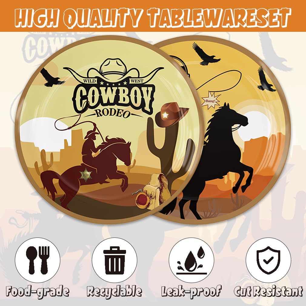 West Cowboy Party Plates Napkins 40 PCS