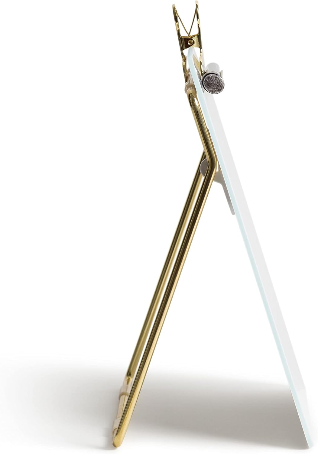 U Brands Dry-Erase Glass Easel with Gold Stand and Clip