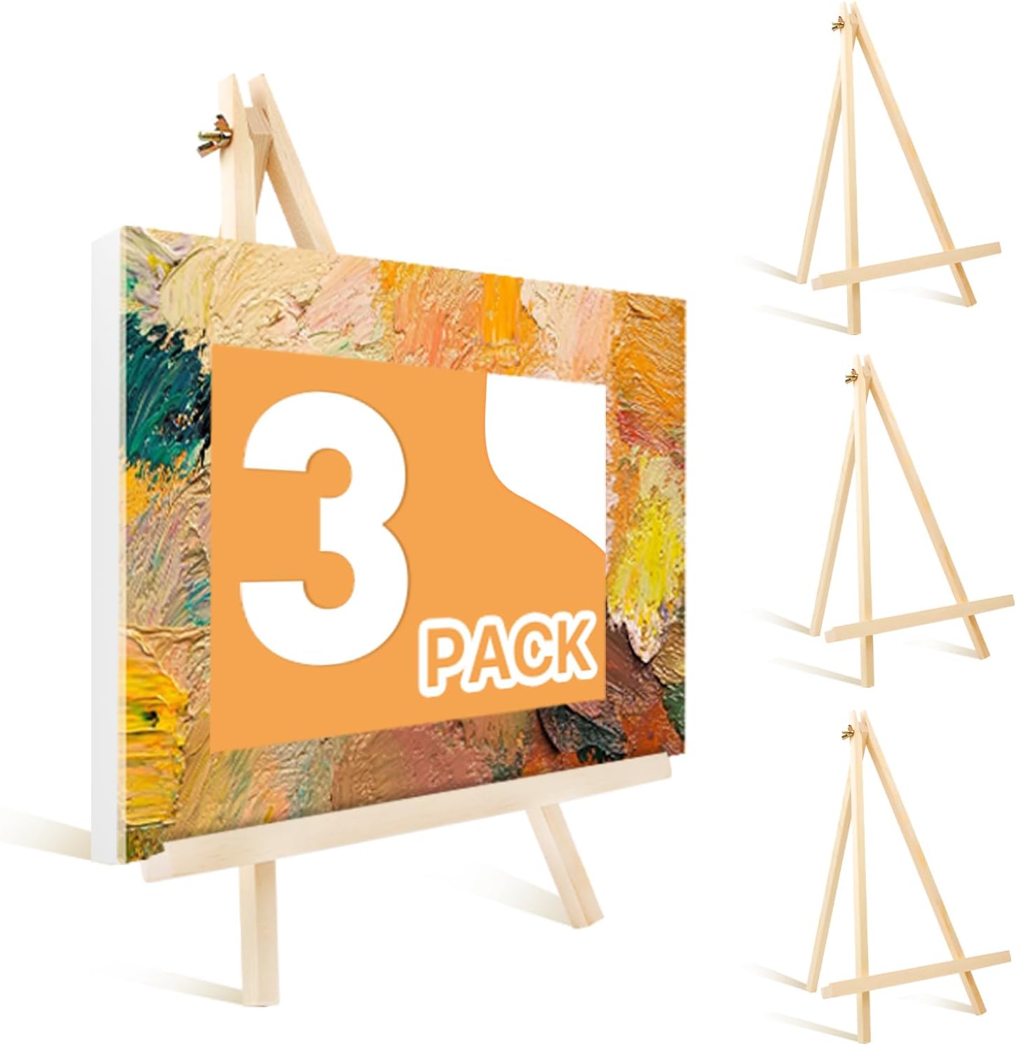 3 Pack 14 Inch Wood Easels for Painting and Display